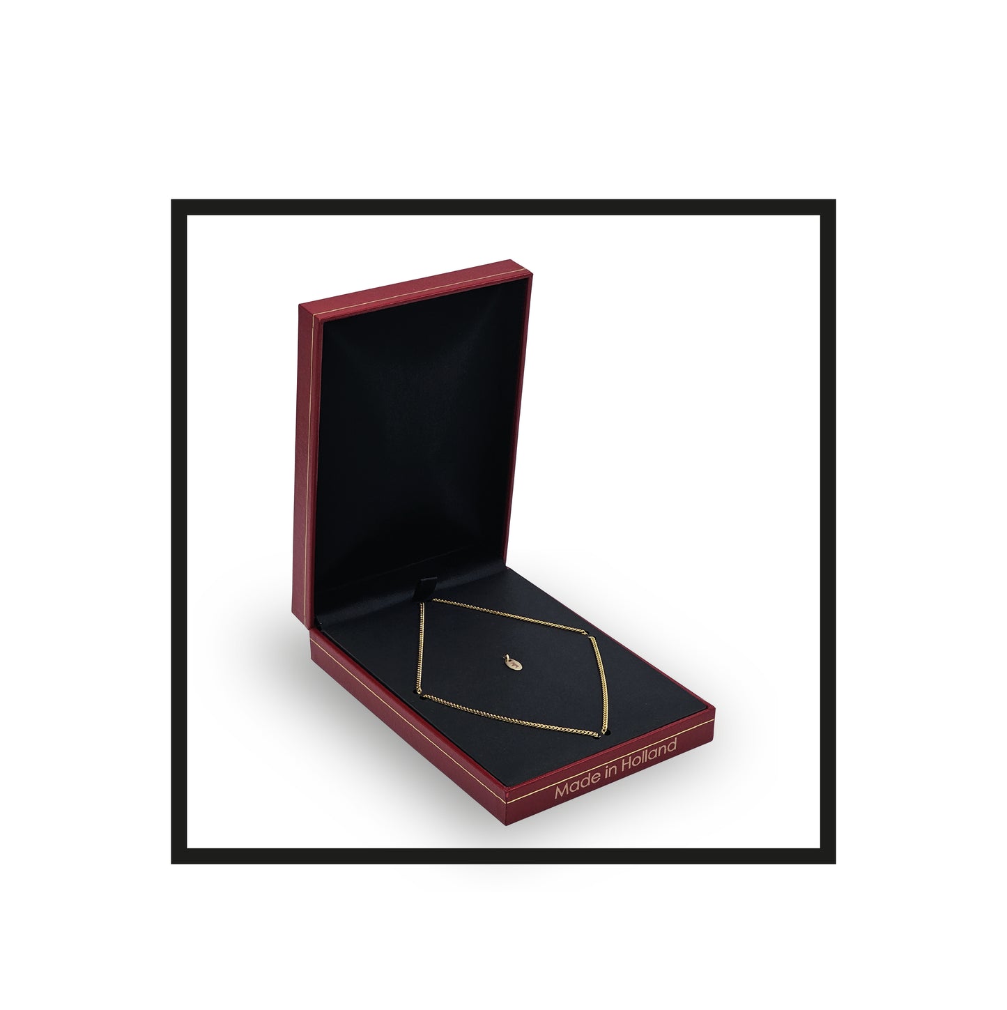 Royal Rolling The Audacious, Gold Necklace, Stainless steel, Gold-filled talisman in a Red faux leather box