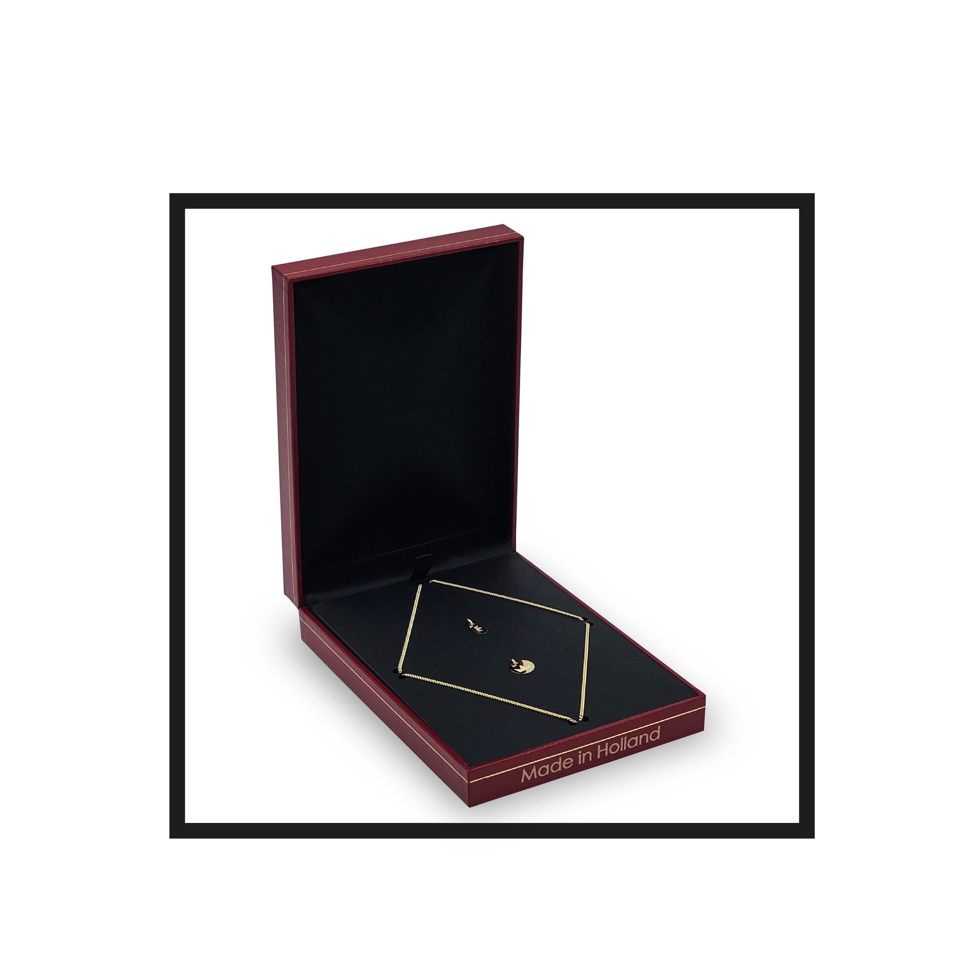 Royal Rolling The Benvevolent, Gold Necklace 925 sterling silver, 14k gold pendant & talisman in a Red faux leather box
