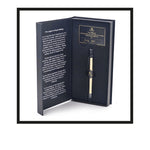 Royal Rolling Cone XL made of 24-karat gold in a magnetic black-and-gold gift box, glass tube with twist cap and envelope. Handmade in Holland (Amsterdam, Alkmaar, Rotterdam, North Holland). Luxury gift with custom packaging. Available in Pure Gold Deluxe Size XL, 130mm Packaging open