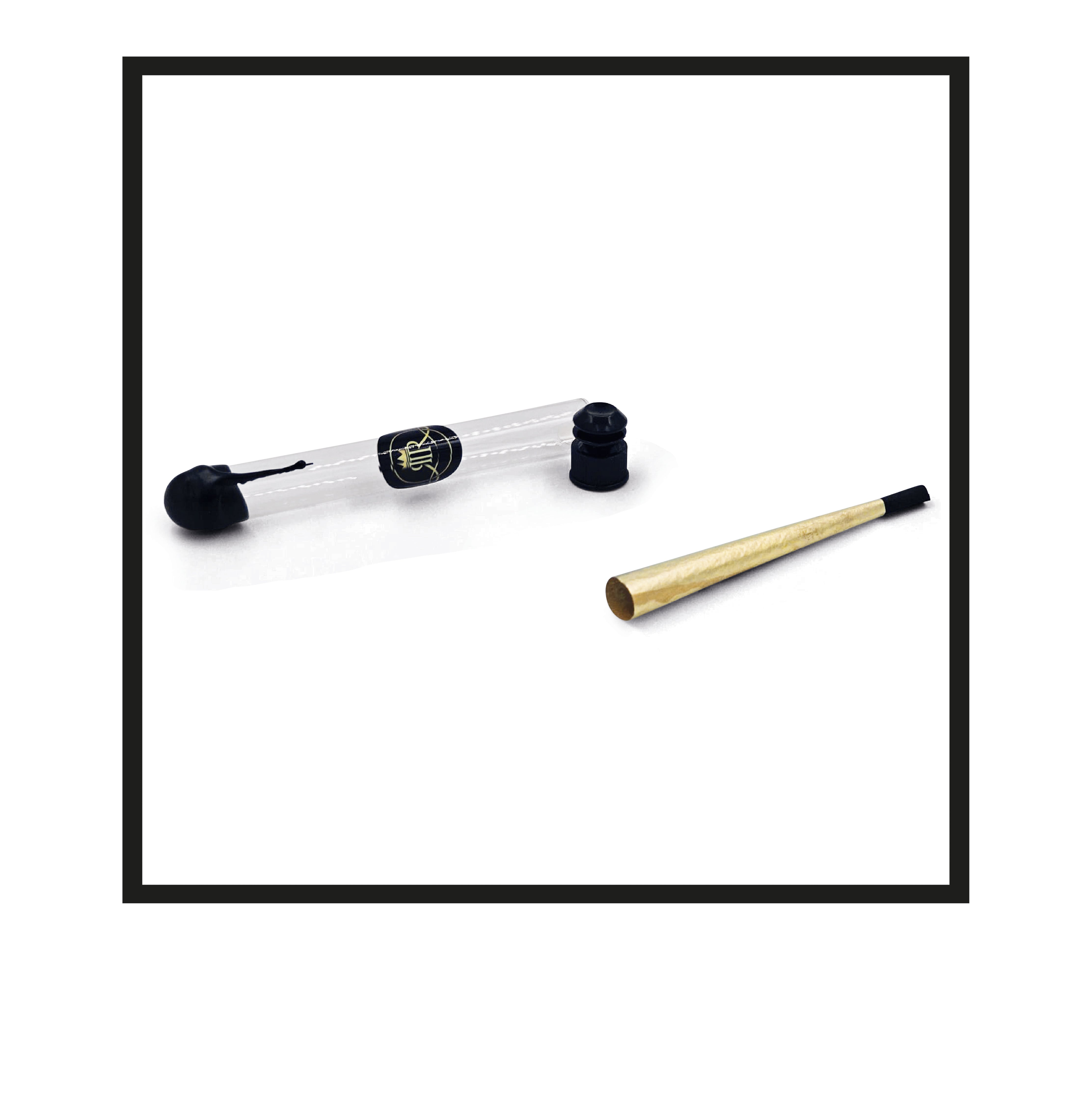 Royal Rolling Cone L made of 24-karat gold in a magnetic black-and-gold gift box, glass tube with twist cap and envelope. Handmade in Holland (Amsterdam, Alkmaar, Rotterdam, North Holland). Luxury gift with custom packaging. Available in Pure Gold Deluxe Size L, 90mm, Out of Packaging, out of the glass tube