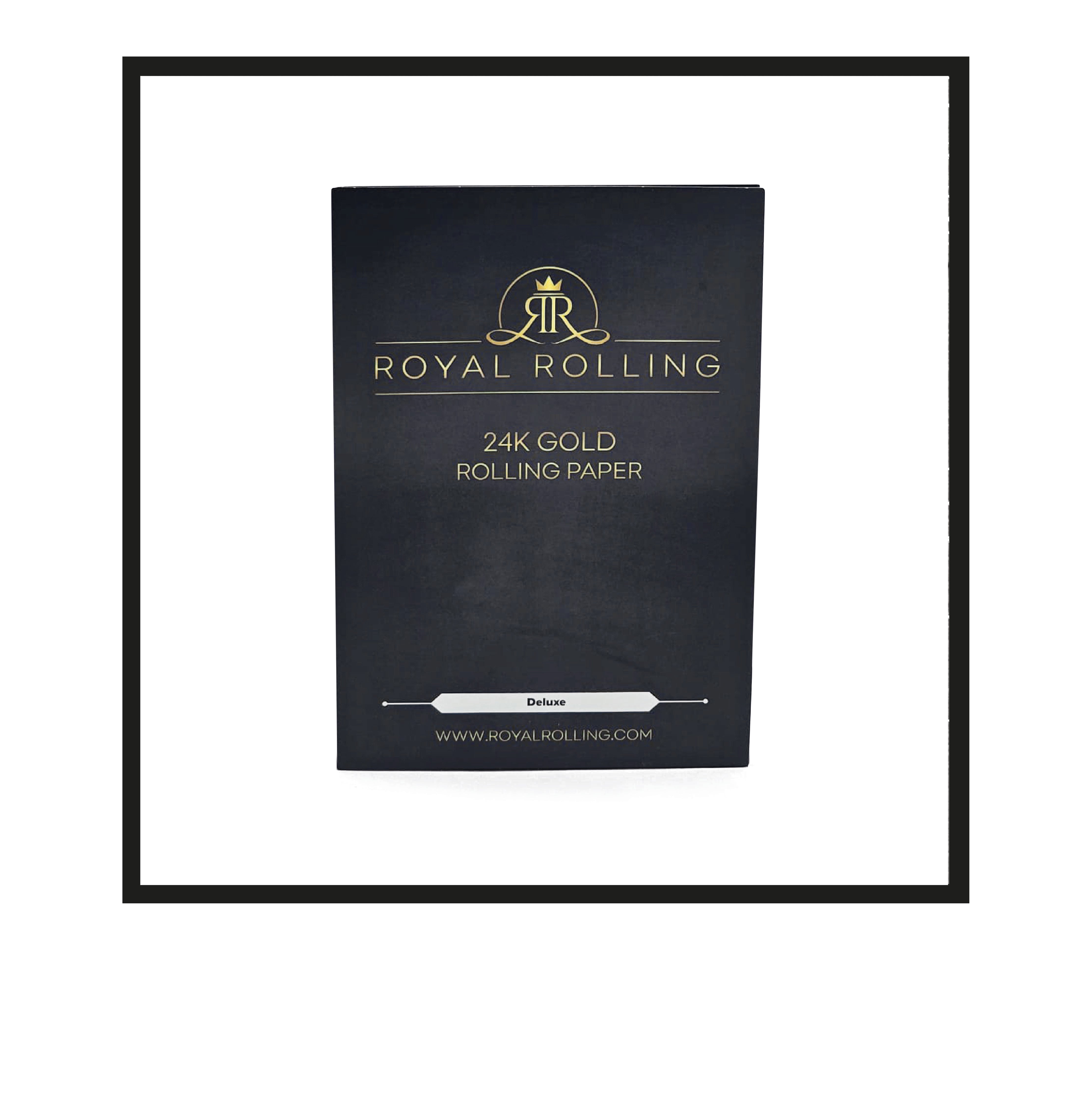 Royal Rolling Cone XL made of 24-karat gold in a magnetic black-and-gold gift box, glass tube with twist cap and envelope. Handmade in Holland (Amsterdam, Alkmaar, Rotterdam, North Holland). Luxury gift with custom packaging. Available in Pure Gold Deluxe Size, XL, 130mm, Envelope Gift Card Boolet Closed