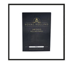 Royal Rolling Cone XL made of 24-karat gold in a magnetic black-and-gold gift box, glass tube with twist cap and envelope. Handmade in Holland (Amsterdam, Alkmaar, Rotterdam, North Holland). Luxury gift with custom packaging. Available in Pure Gold Deluxe Size, XL, 130mm, Envelope Gift Card Boolet Closed