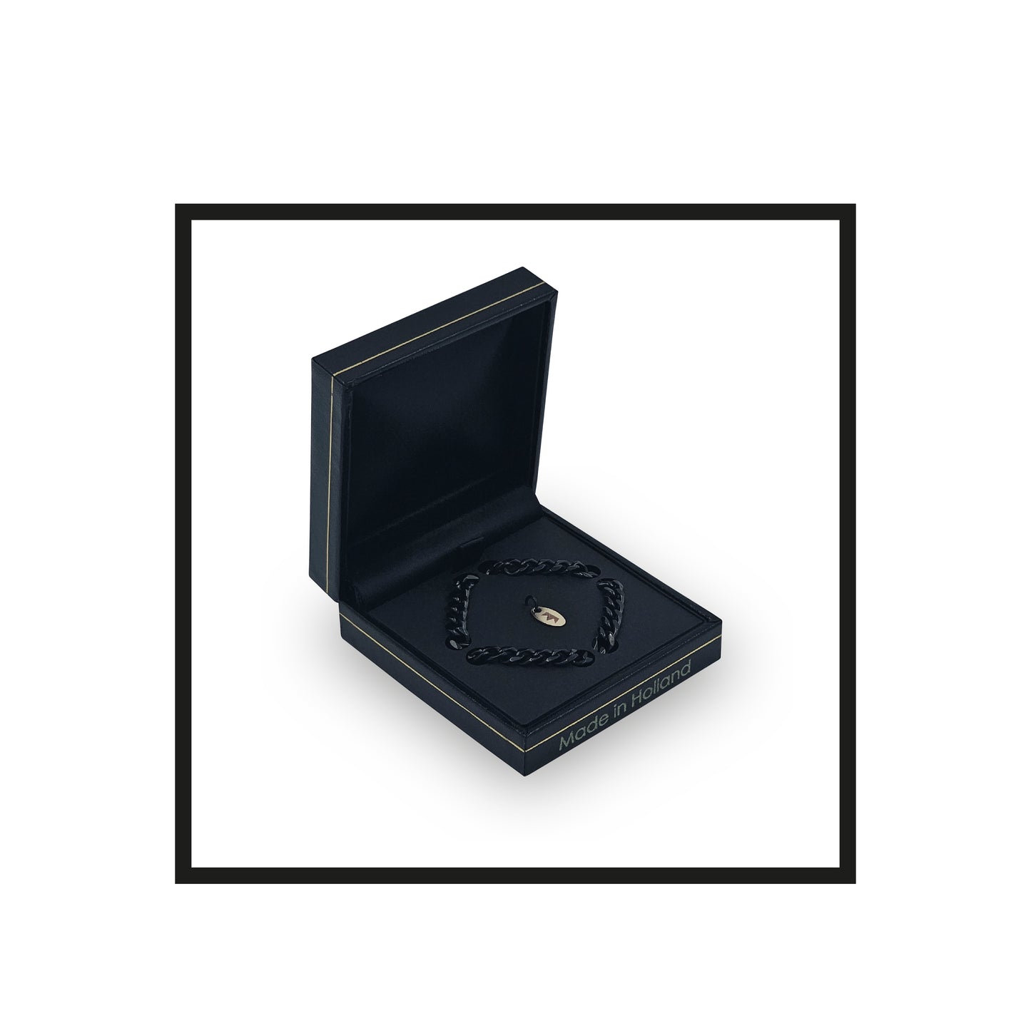 Royal Rolling The Shephard, Black, Stainless steel Bracelet, Gold-filled talisman in a Black faux leather box
