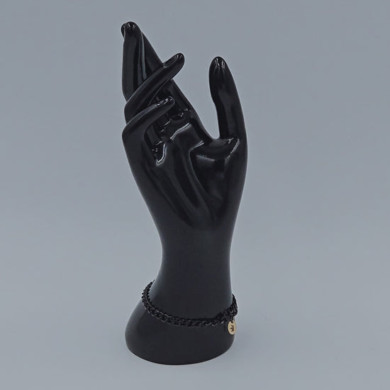 Royal Rolling The Shephard, Black, Stainless steel Bracelet, on a wrist, Gold-filled talisman, video.