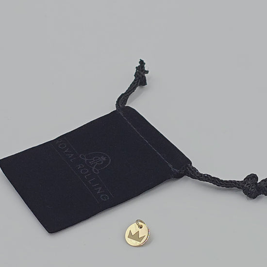 Royal Rolling black velvet pouch with 14k pendant 10mm video 
